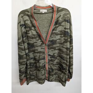 PJ Salvage Womens Cardigan Sweater Camouflage Button Front Pockets Size Medium